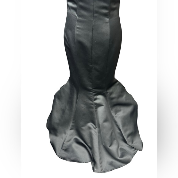 Jesssica McClintock for Gunne Sax Black Satin Cocktail Dress White Tulle Size 7 - Picture 4 of 13